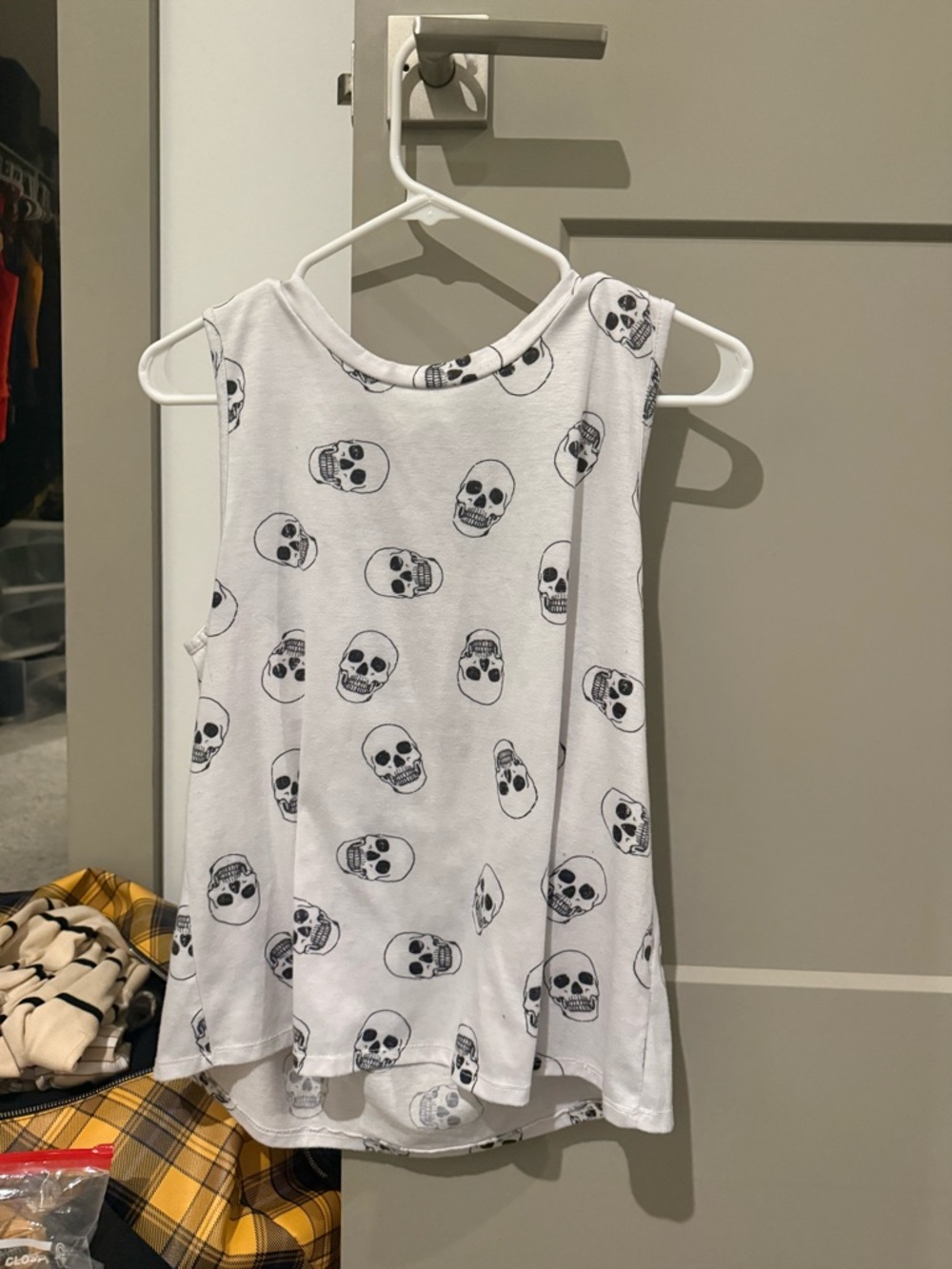 White Skull-Print Sleeveless Top